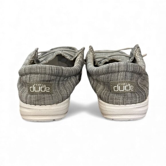 Hey Dude Youth Size 2 Wally Shoes Gray Stripe Lightweight Casual Slip-On - Picture 4 of 7